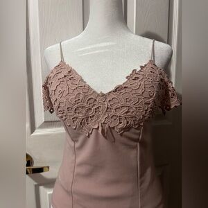 Pink Lace Cold Shoulder Top